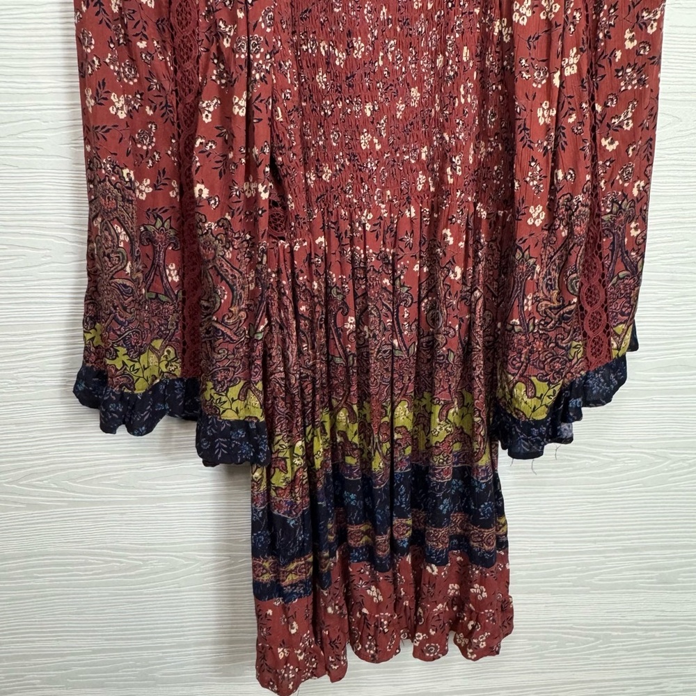 Angie Floral Bell Sleeve Lace Boho Festival Dress Large - Picture 10 of 11